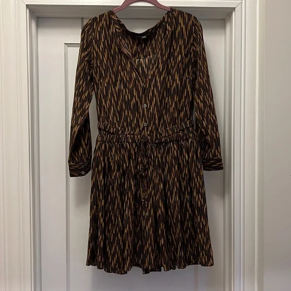 elizabeth and james silk dress Elizabeth and James Printed Long Sleeve Silk Dress 4